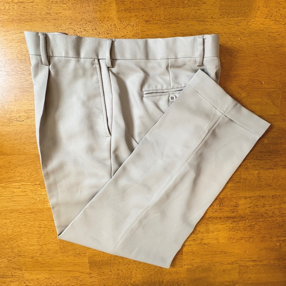 Saddlebred Mens Pleated Dress Pants 36x29 Stone Tan Cuffed Hem Trousers Slacks